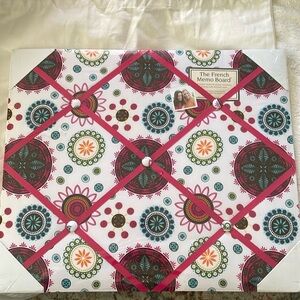 NWOT The French Memo Board. Boho ribbon diamond circles pink turquoise organize